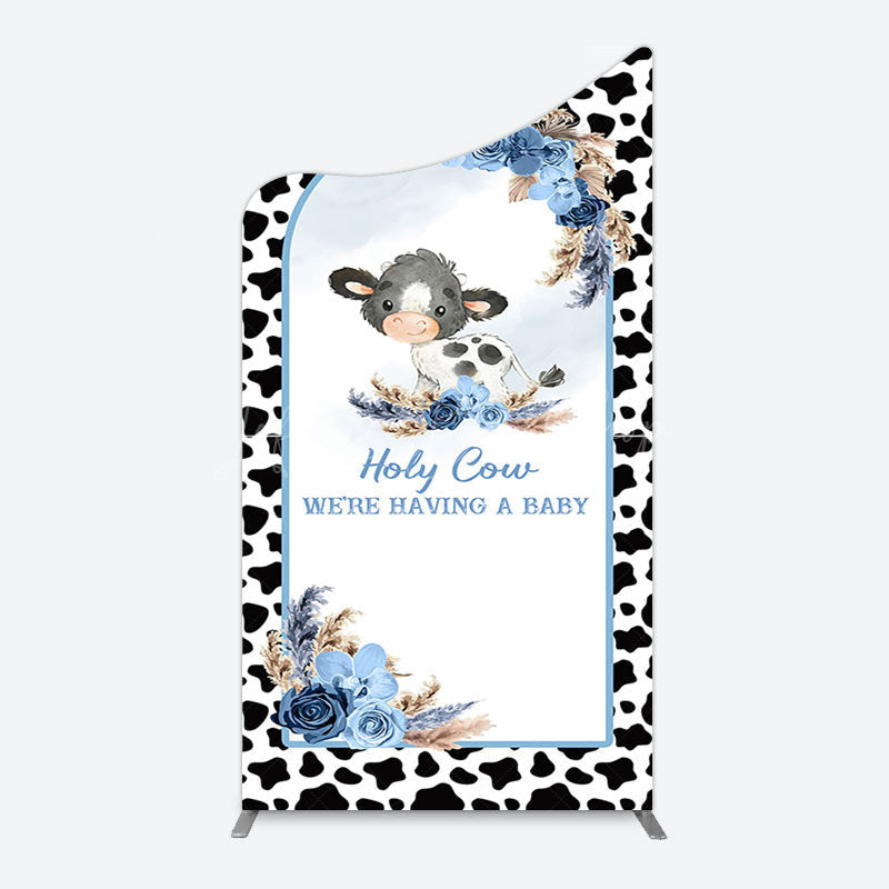Lofaris Black White Cow Floral Baby Shower Arch Backdrop