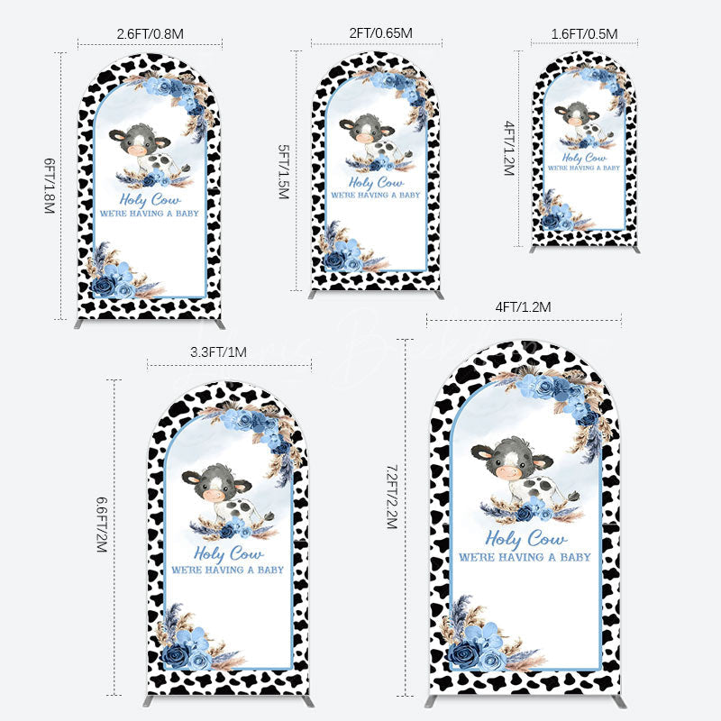 Lofaris Black White Cow Floral Baby Shower Arch Backdrop