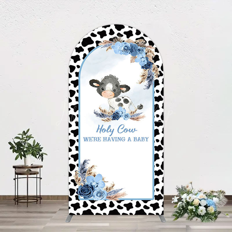 Lofaris Black White Cow Floral Baby Shower Arch Backdrop
