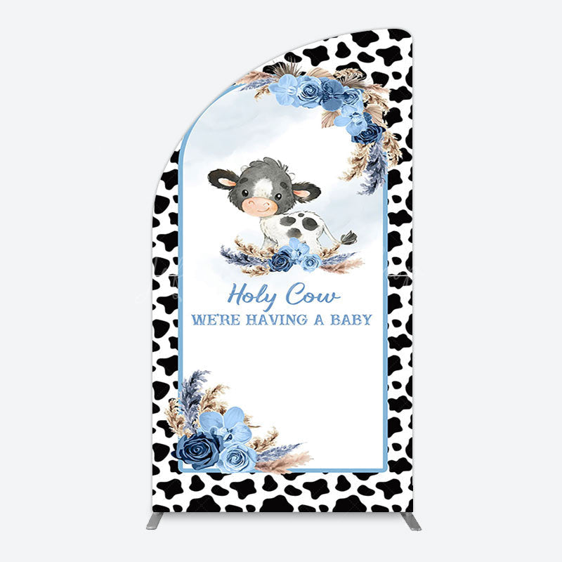 Lofaris Black White Cow Floral Baby Shower Arch Backdrop