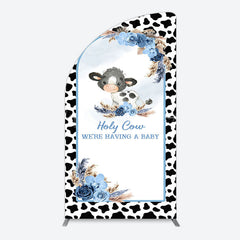 Lofaris Black White Cow Floral Baby Shower Arch Backdrop