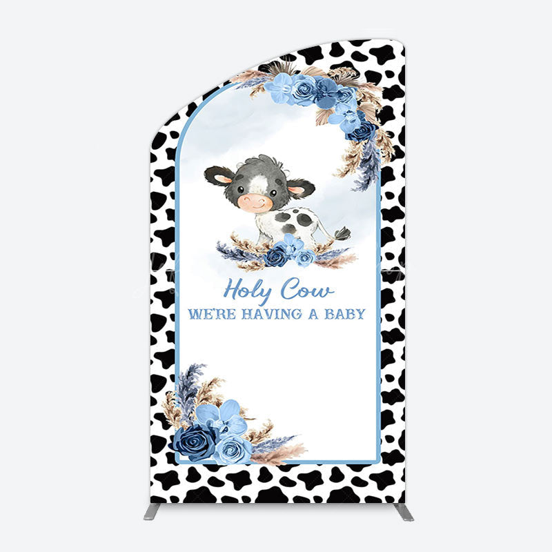 Lofaris Black White Cow Floral Baby Shower Arch Backdrop