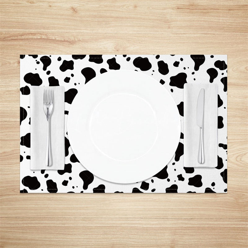 Lofaris Black White Cow Pattern Dining Set of 4 Placemats