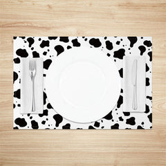 Lofaris Black White Cow Pattern Dining Set of 4 Placemats