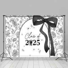 Lofaris Black White Floral Class of 2025 Graduation Backdrop