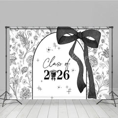 Lofaris Black White Floral Class of 2026 Graduation Backdrop