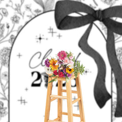 Lofaris Black White Floral Class of 2025 Graduation Backdrop