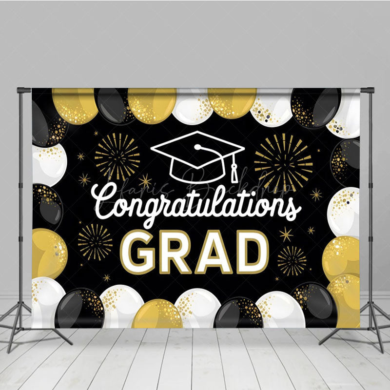 Lofaris Black White Gold Balloons Sparkle Backdrop For Grad