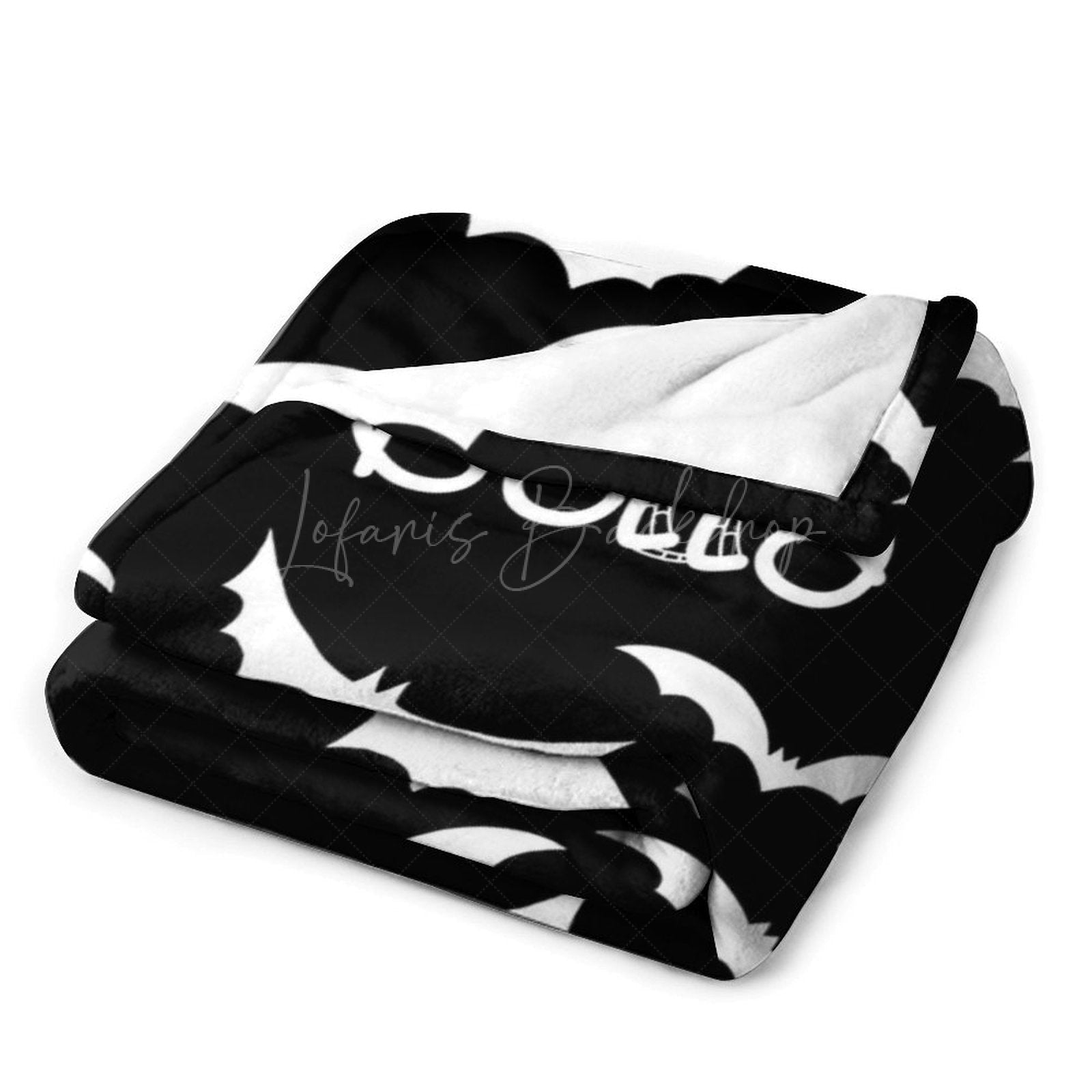 Lofaris Black White Halloween Bat Personalized Name Blanket