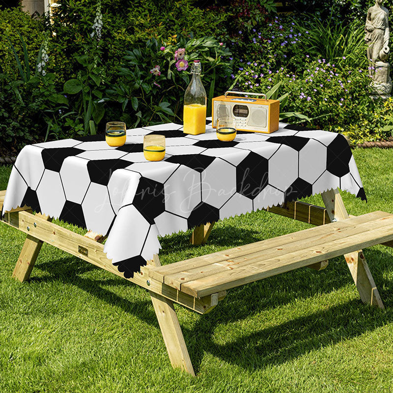 Lofaris Black White Hexagonal Printed Rectangular Tablecloth