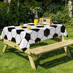 Lofaris Black White Hexagonal Printed Rectangular Tablecloth