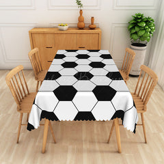 Lofaris Black White Hexagonal Printed Rectangular Tablecloth