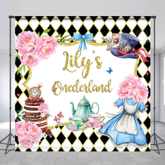 Lofaris Black White Magical Custom Name Onederland Backdrop