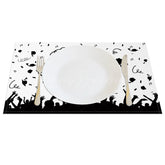 Lofaris Black White Mortarboards Scroll Set of 4 Placemats