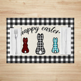 Lofaris Black White Plaid Bunny Easter Set Of 4 Placemats