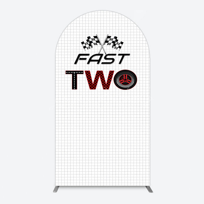 Lofaris Black White Plaid Racing Game Fast Two Arch Backdrop