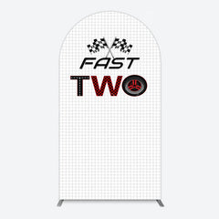 Lofaris Black White Plaid Racing Game Fast Two Arch Backdrop