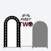Lofaris Black White Plaid Racing Game Fast Two Arch Backdrop