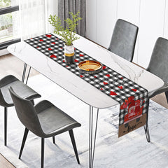 Lofaris Black White Plaid Truck Valentines Day Table Runner