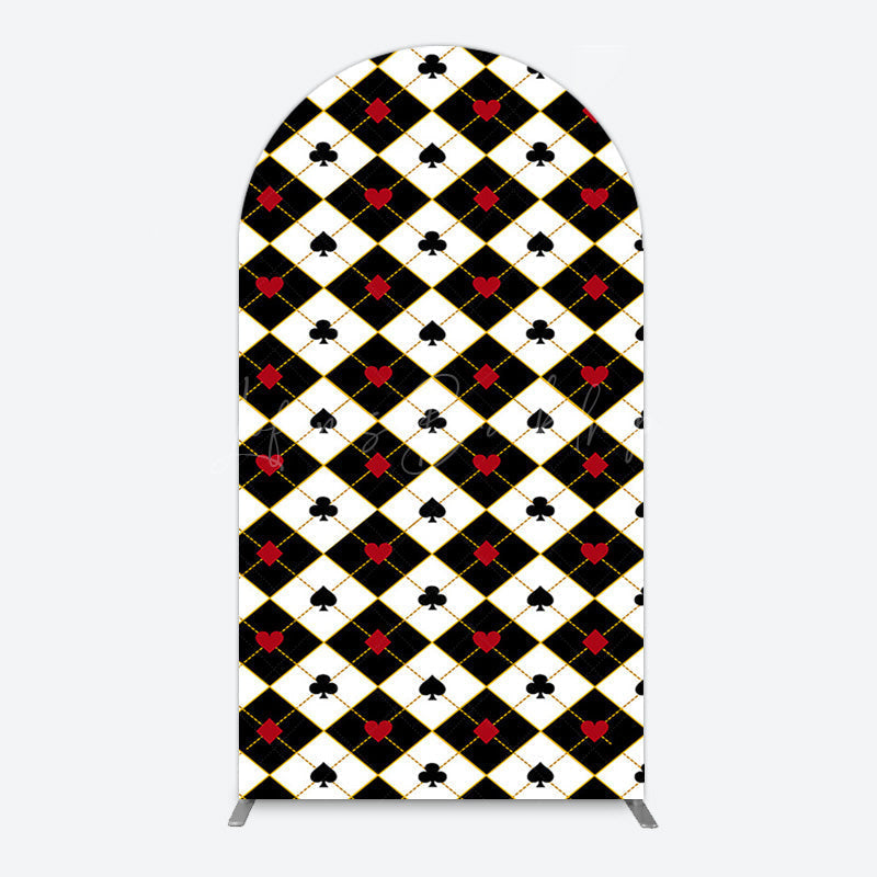 Lofaris Black White Rhombus Poker Birthday Arch Backdrop