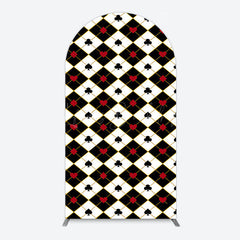 Lofaris Black White Rhombus Poker Birthday Arch Backdrop