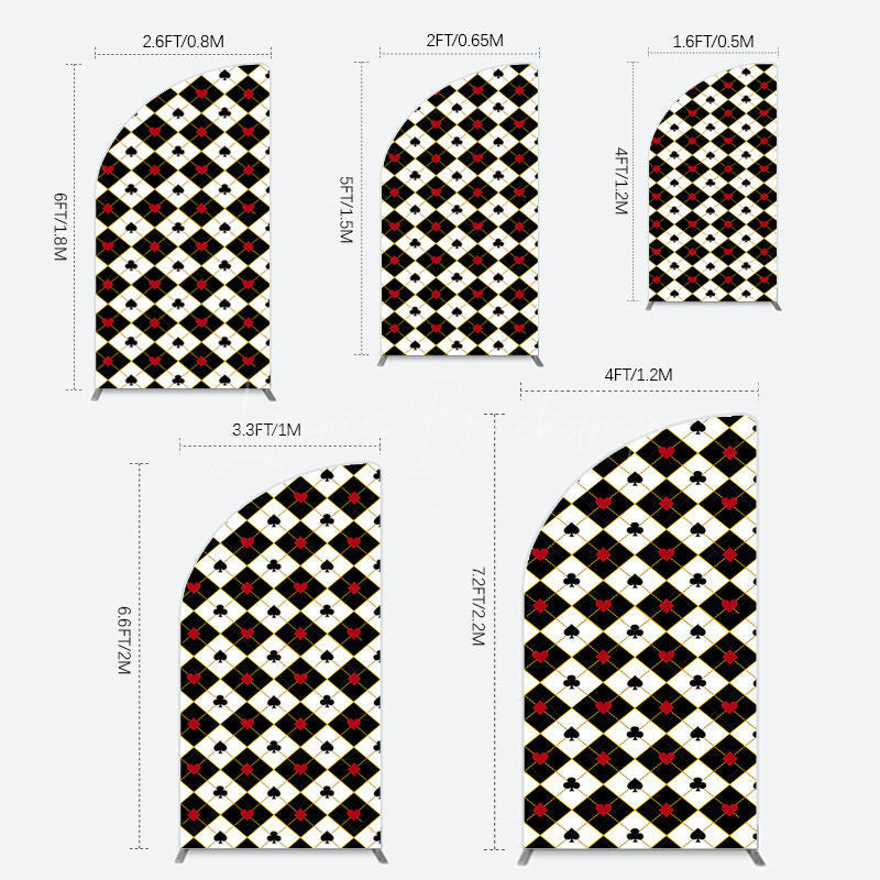Lofaris Black White Rhombus Poker Birthday Half Moon Arch Backdrop