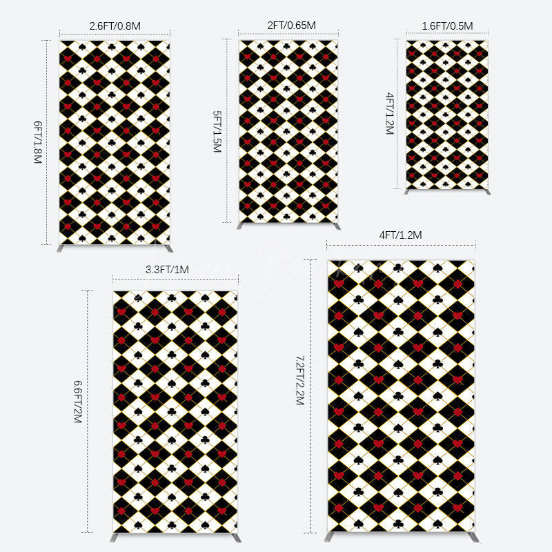 Lofaris Black White Rhombus Poker Birthday Rectangle Backdrop
