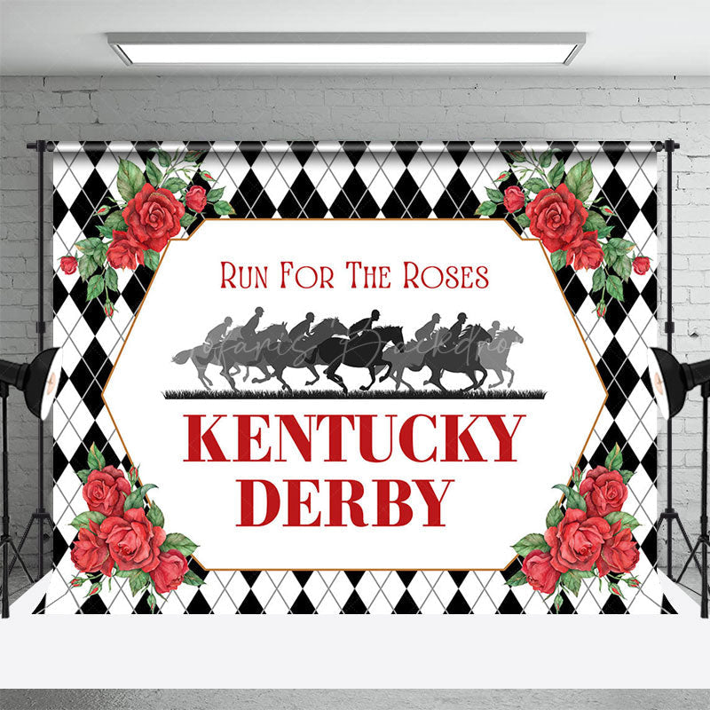 Lofaris Black White Run For The Roses Kentucky Derby Backdrop