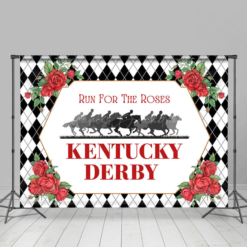 Lofaris Black White Run For The Roses Kentucky Derby Backdrop