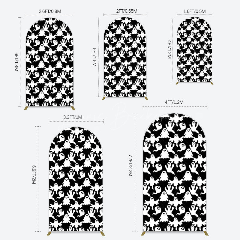 Lofaris Black White Scary Halloween Ghosts Arch Backdrop