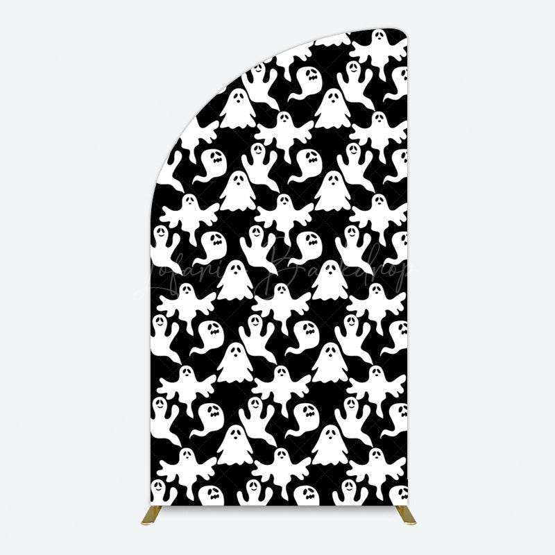Lofaris Black White Scary Halloween Ghosts Half Moon Arch Backdrop