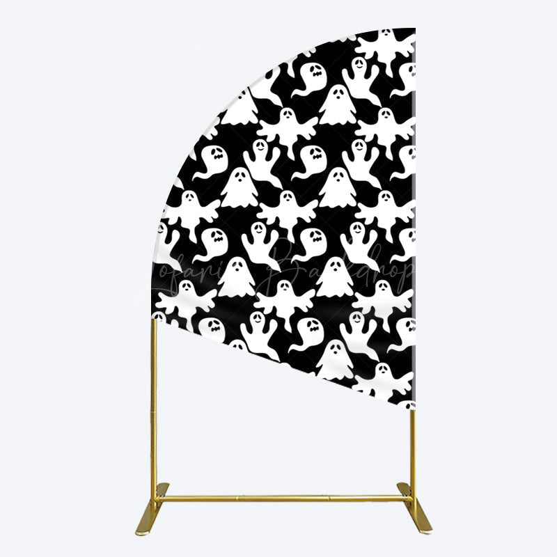Lofaris Black White Scary Halloween Ghosts Half Moon Arch Backdrop