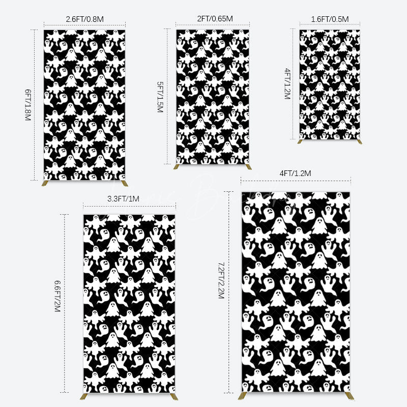 Lofaris Black White Scary Halloween Ghosts Rectangle Backdrop