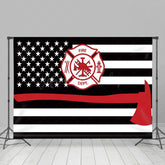 Lofaris Black White Stripe Usa Flag Firefighter Backdrop