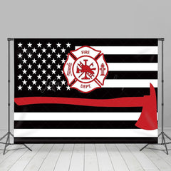 Lofaris Black White Stripe Usa Flag Firefighter Backdrop