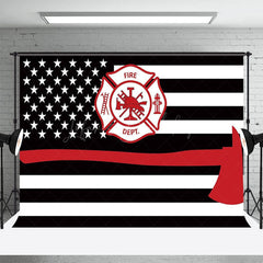 Lofaris Black White Stripe Usa Flag Firefighter Backdrop