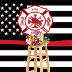 Lofaris Black White Stripe Usa Flag Firefighter Backdrop