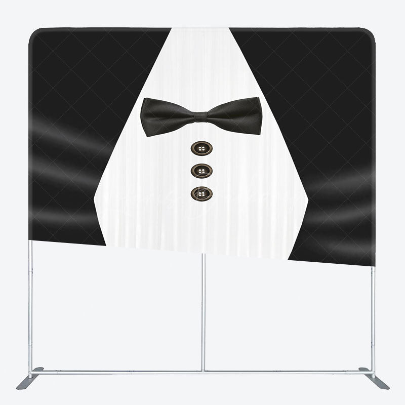 Lofaris Black White Suit Fathers Day Square Tension Backdrop