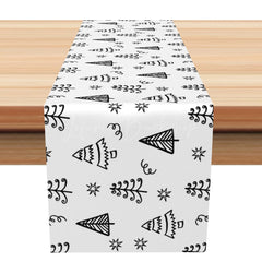 Lofaris Black White Tree Simple Drawing Xmas Table Runner