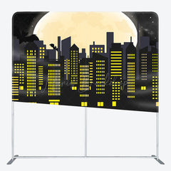 Lofaris Black Yellow City Moon Bat Pillow Cover Backdrop