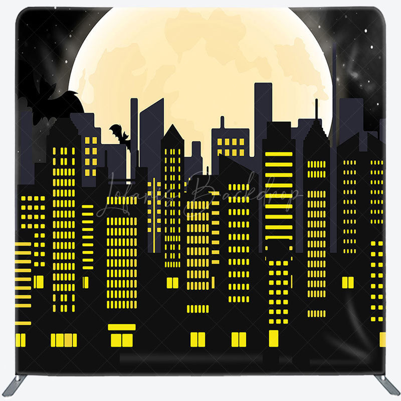 Lofaris Black Yellow City Moon Bat Pillow Cover Backdrop