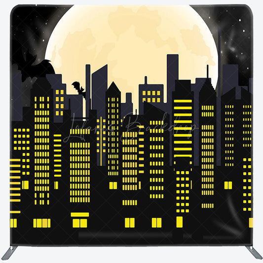Lofaris Black Yellow City Moon Bat Pillow Cover Backdrop