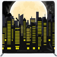 Lofaris Black Yellow City Moon Bat Pillow Cover Backdrop