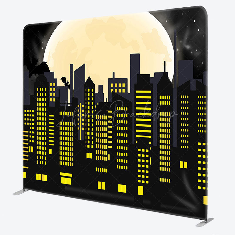 Lofaris Black Yellow City Moon Bat Pillow Cover Backdrop
