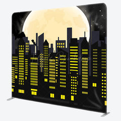 Lofaris Black Yellow City Moon Bat Pillow Cover Backdrop