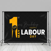 Lofaris Black Yellow Fist 1st May Happy Labour Day Backdrop