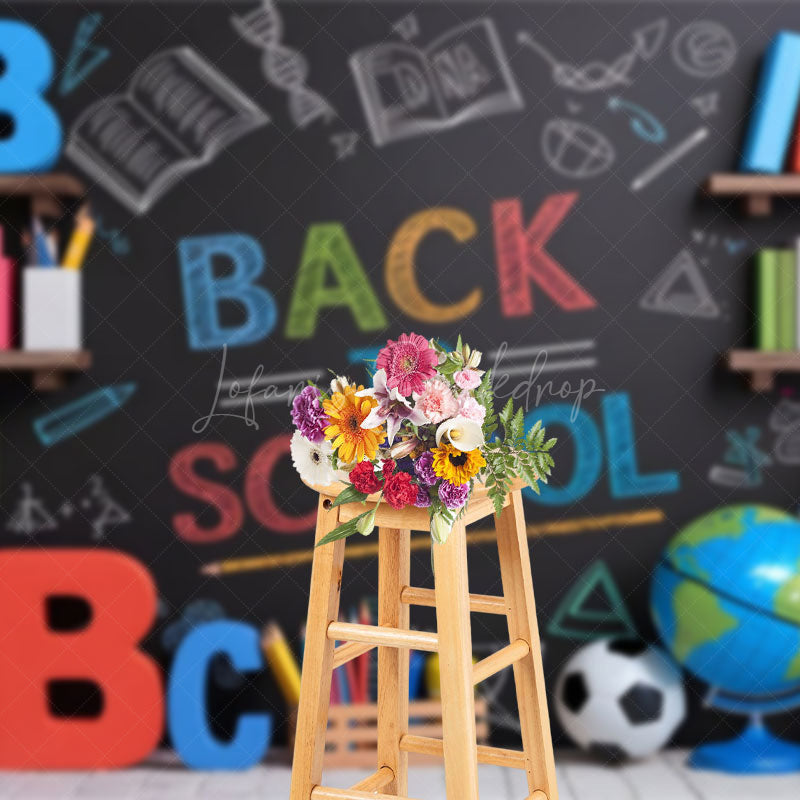 Lofaris Blackboard Bookshelf Welcome Back To School Backdrop