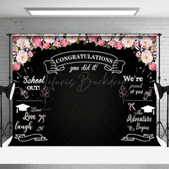 Lofaris Blackboard Pink Rose You Did It Congrats Grad Backdrop