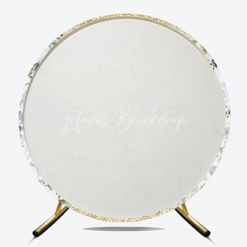 Lofaris Blessing On Your Confirmation Round Backdrop Gold Cross and Doves for Baptism or First Holy Communion Party