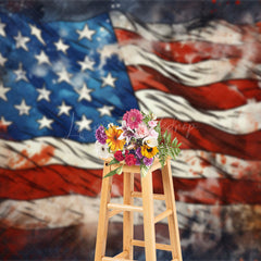 Lofaris Bloodstained American Flag Independence Day Backdrop
